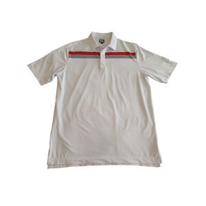FootJoy Polo Shirt Men's Size XL White Embroidered Golf Athletic Short Sleeve